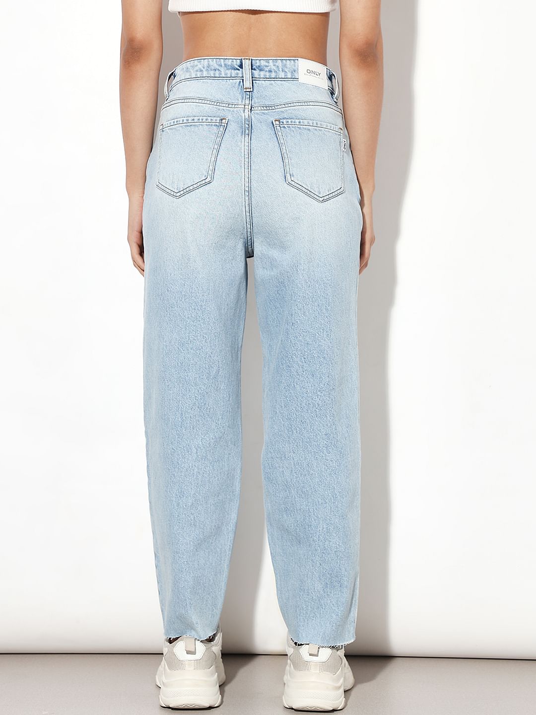 Light Blue High Rise Barrel Fit Jeans