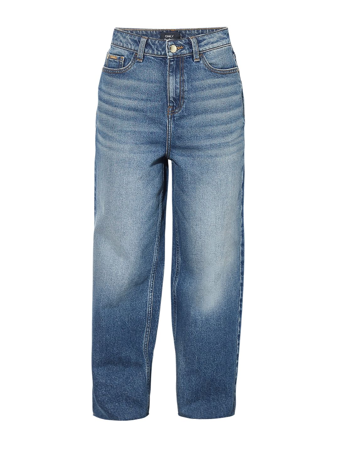 Blue High Rise Barrel Fit Jeans