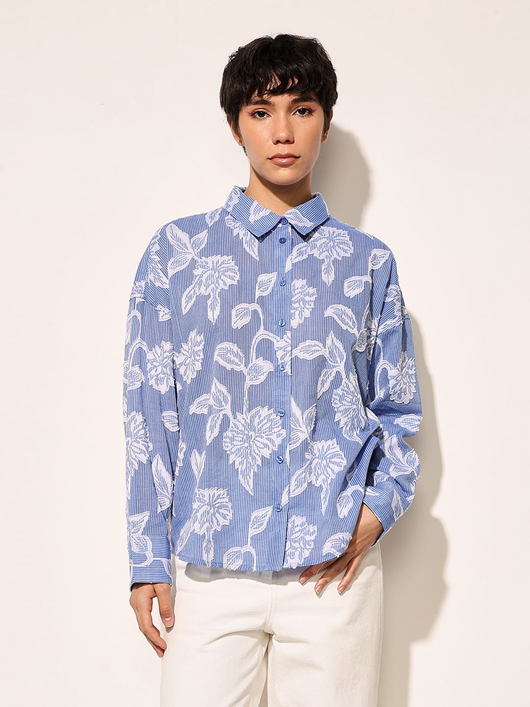 Blue Floral Print Shirt