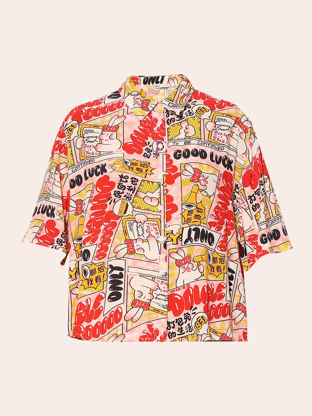 Pink Printed Viscose Shirt