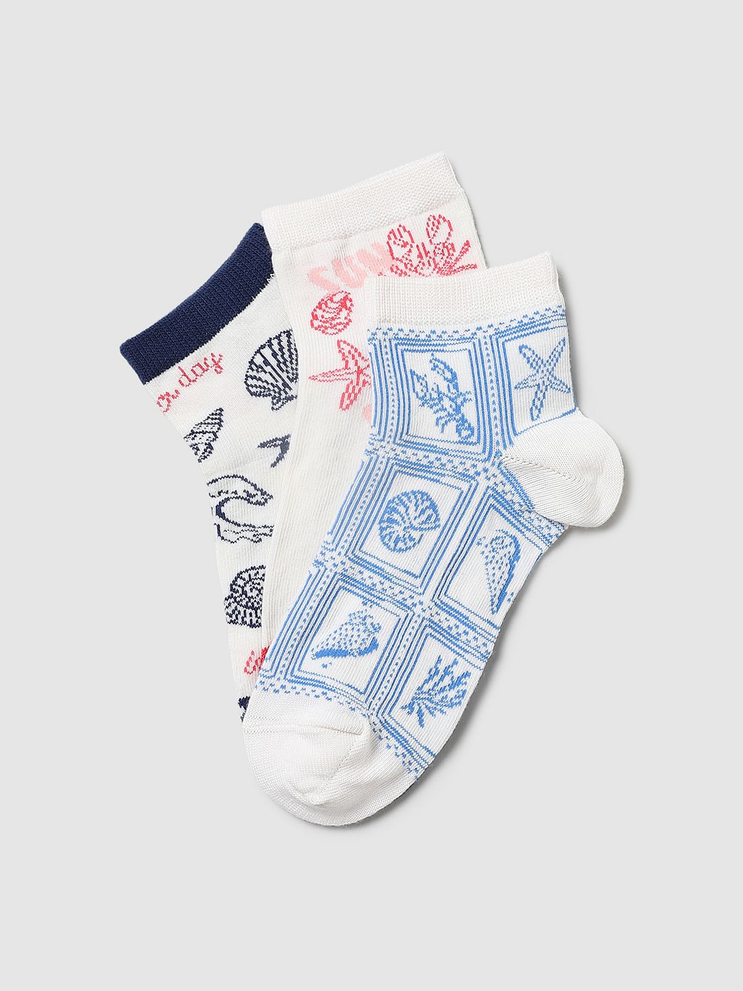 Pack Of 3 Printed Ankle Length Socks
