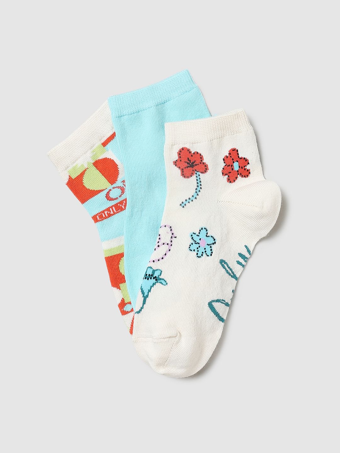Pack Of 3 Printed Ankle Length Socks