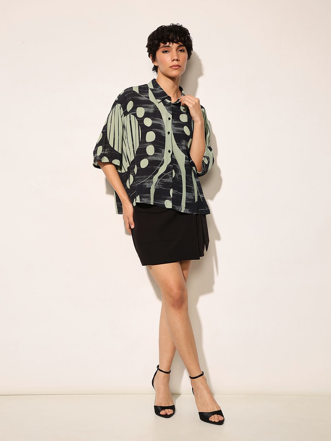 Black Printed Viscose Shirt