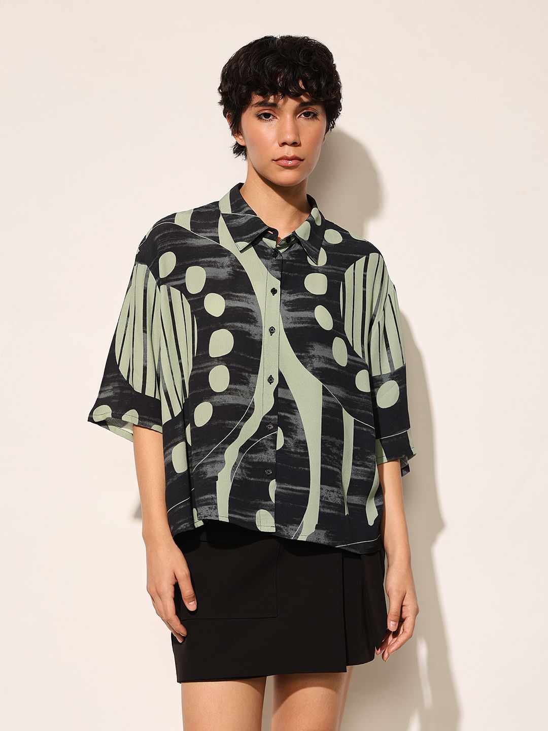 Black Printed Viscose Shirt