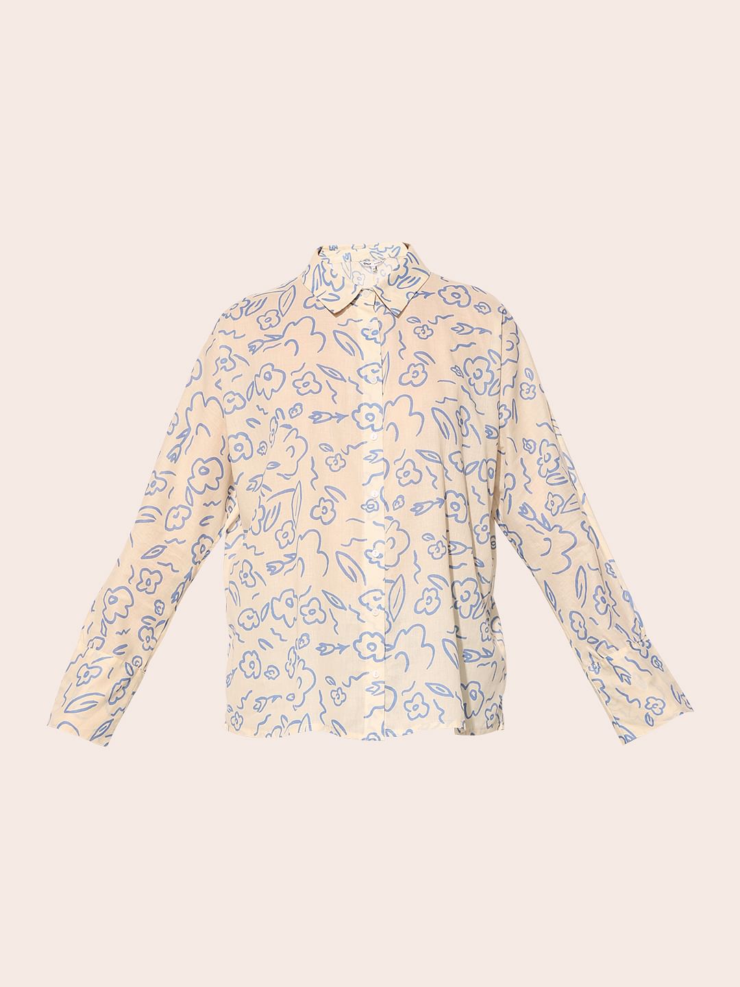 White Printed Cotton Shirt