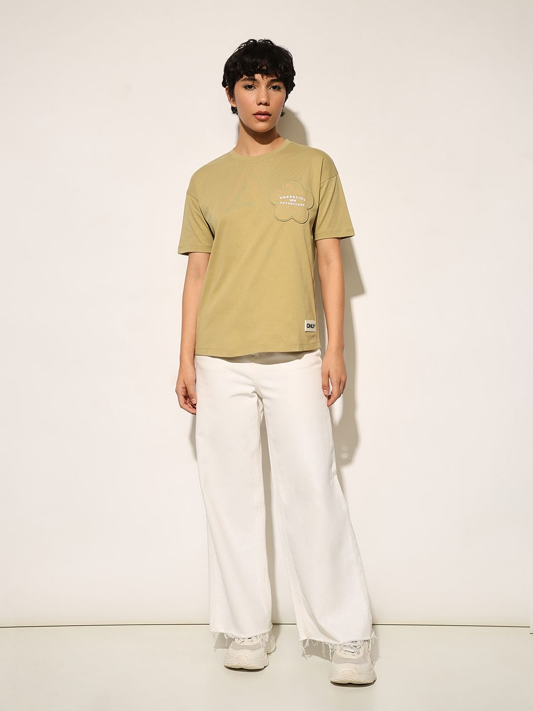 Green Patch Work Print T-Shirt