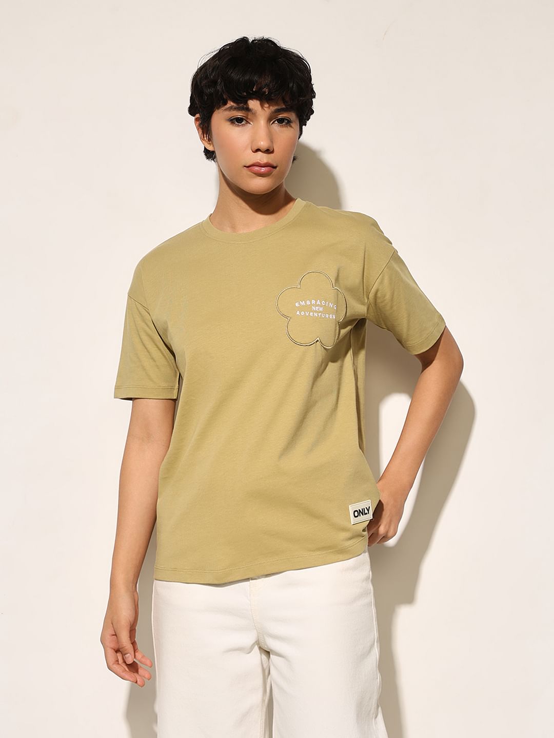 Green Patch Work Print T-Shirt