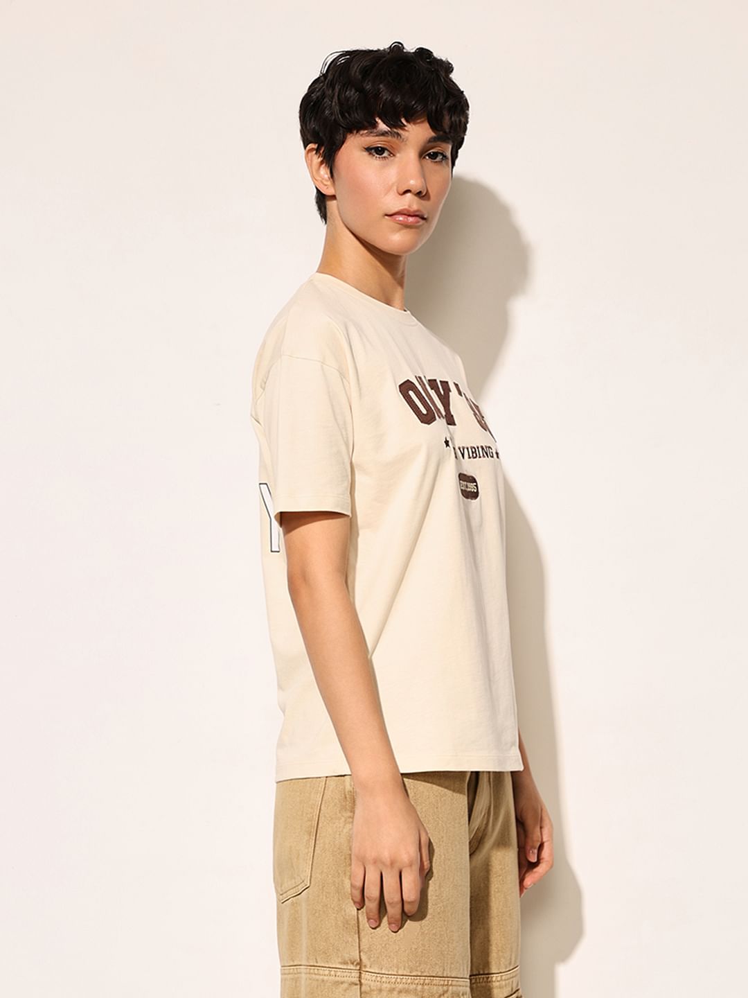 White Printed Cotton T-Shirt