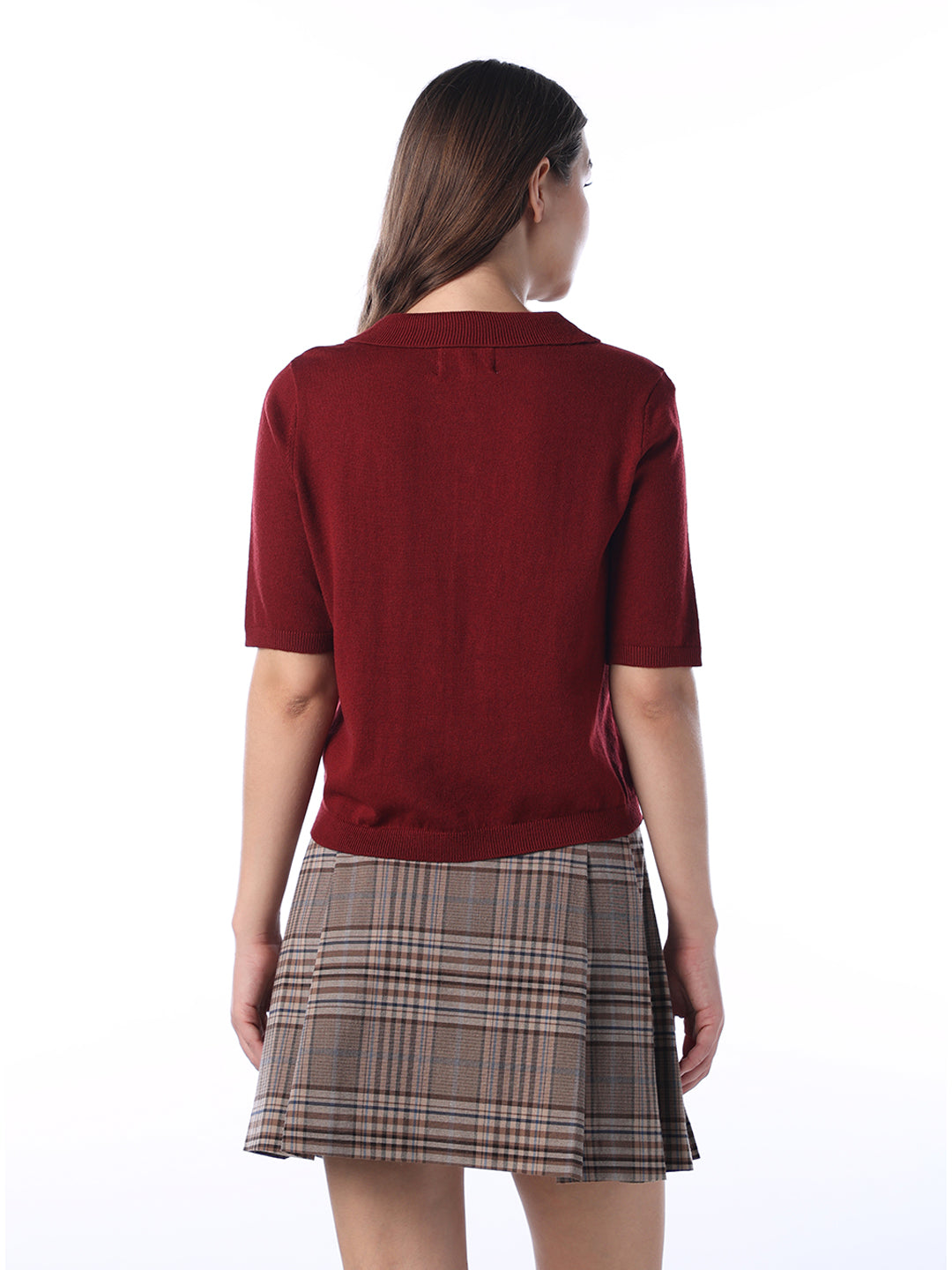 Maroon Regular Fit Knitted Polo