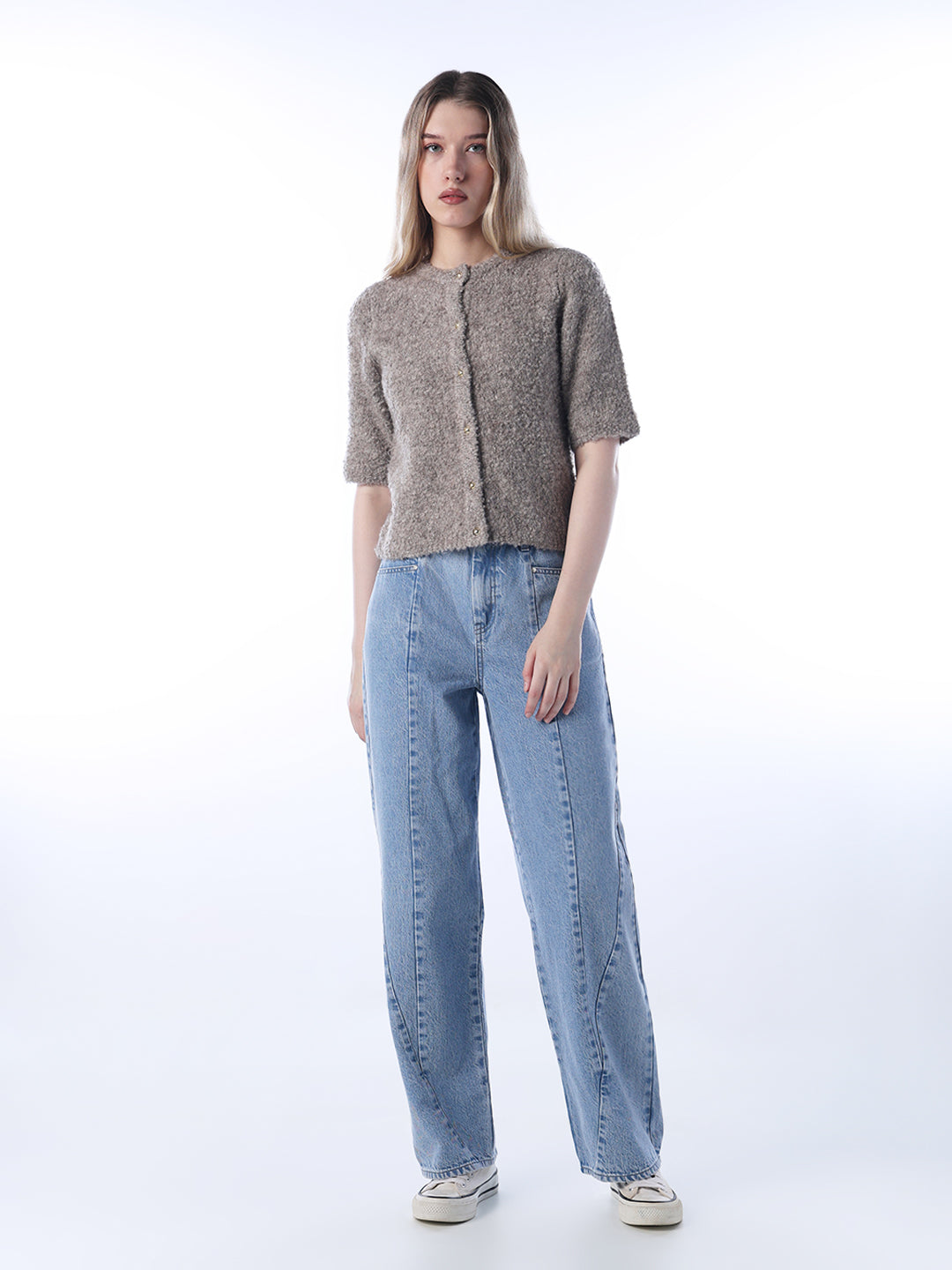 O-Neck Fuzzy Cardigan