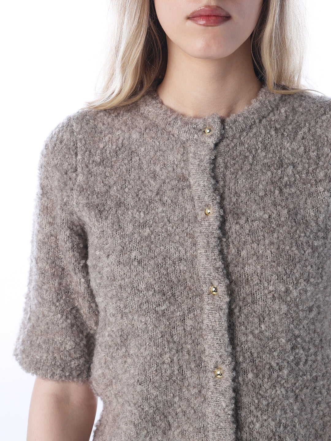 O-Neck Fuzzy Cardigan