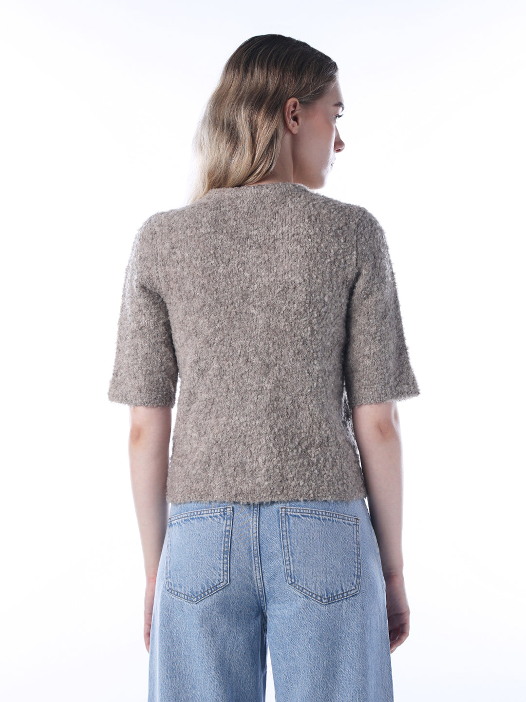 O-Neck Fuzzy Cardigan