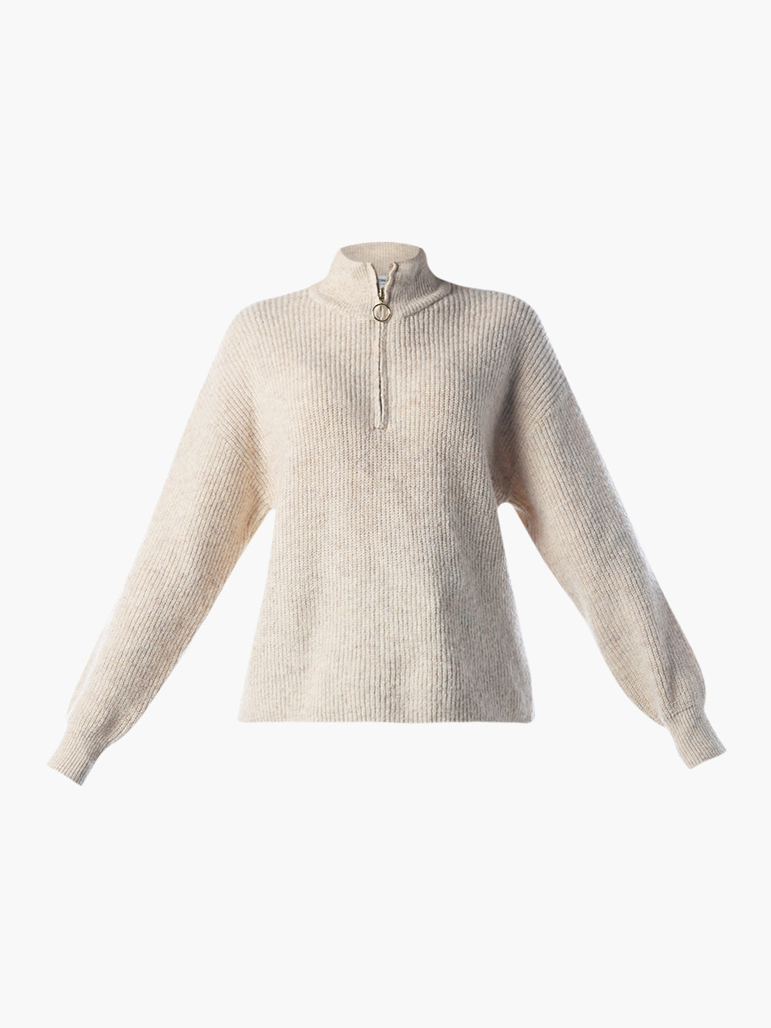 Zip-Up High Neck Pullover