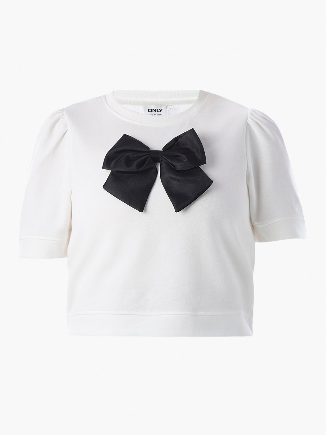 White Bow Detail Cropped Sweatshirt