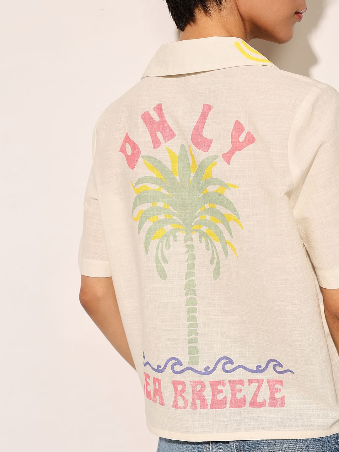 Cream Printed Cotton Shirt