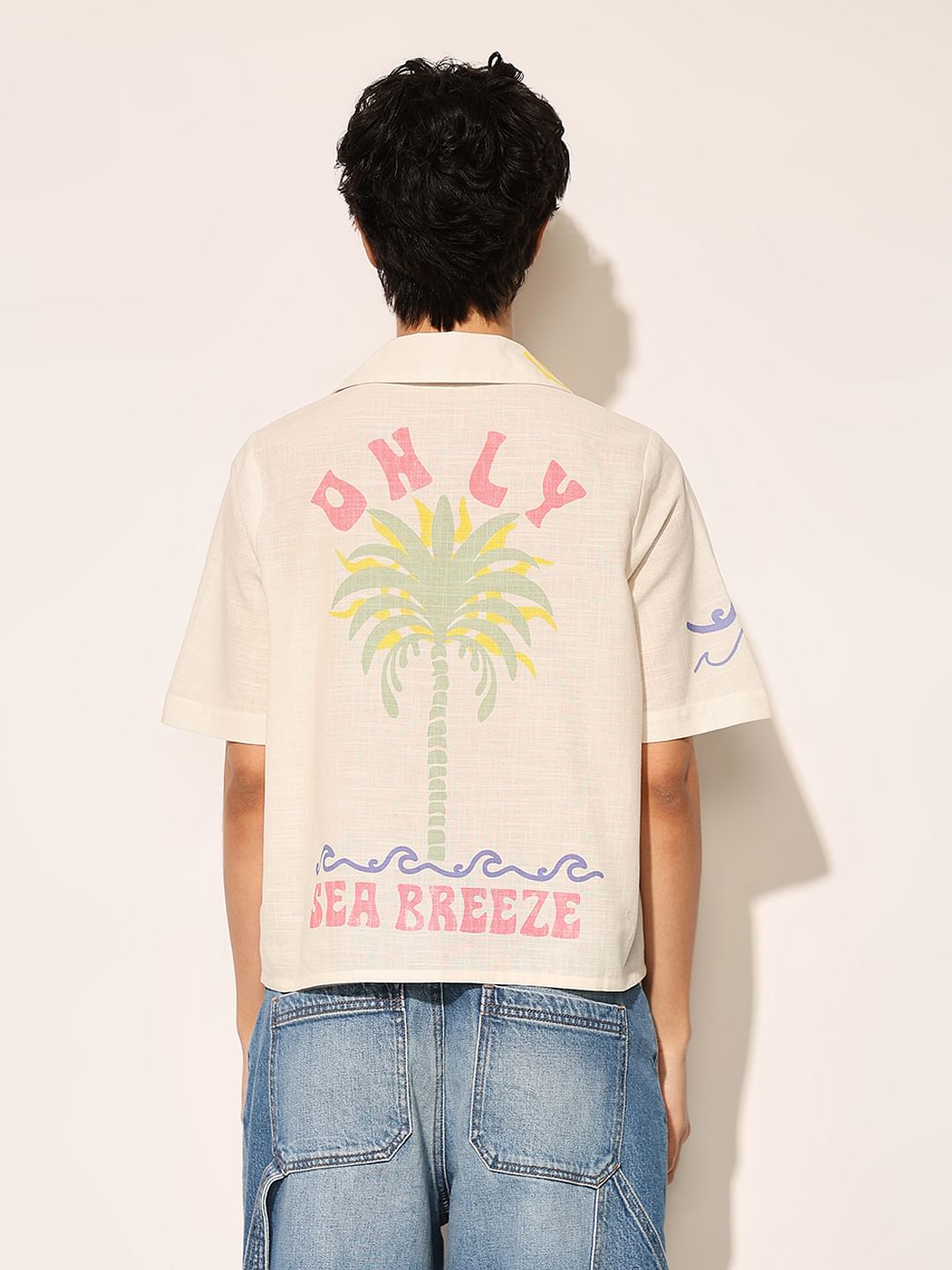 Cream Printed Cotton Shirt