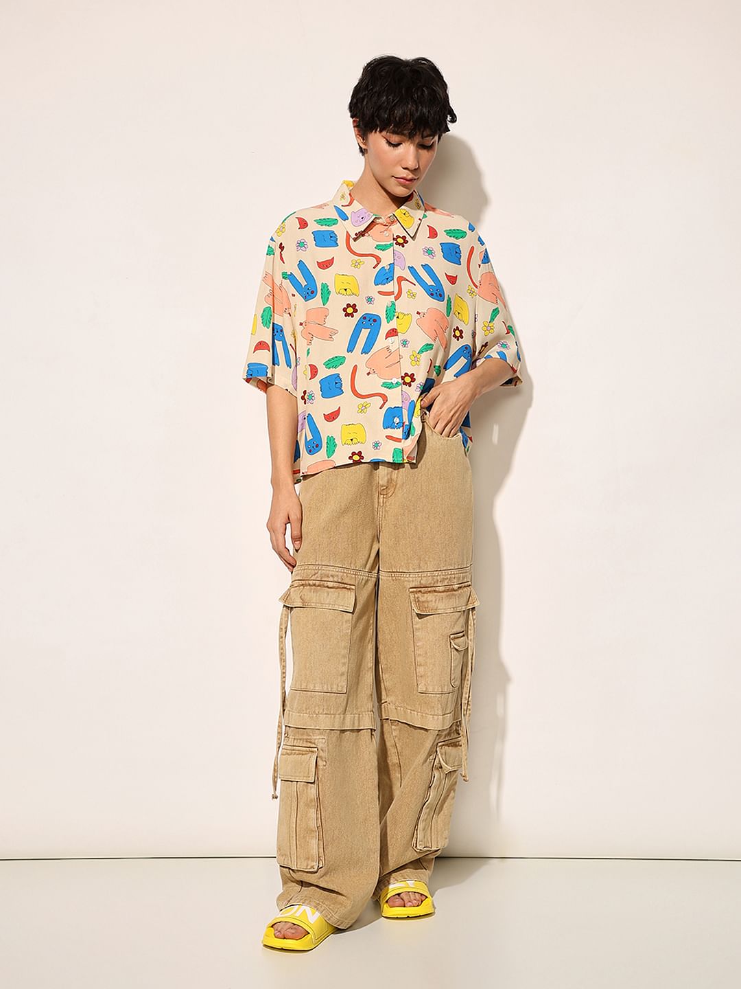 Multi-Colour Printed Viscose Shirt