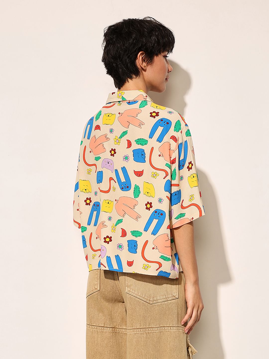Multi-Colour Printed Viscose Shirt