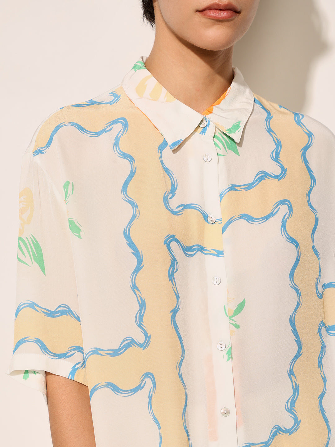 White Printed Oversized Shirt