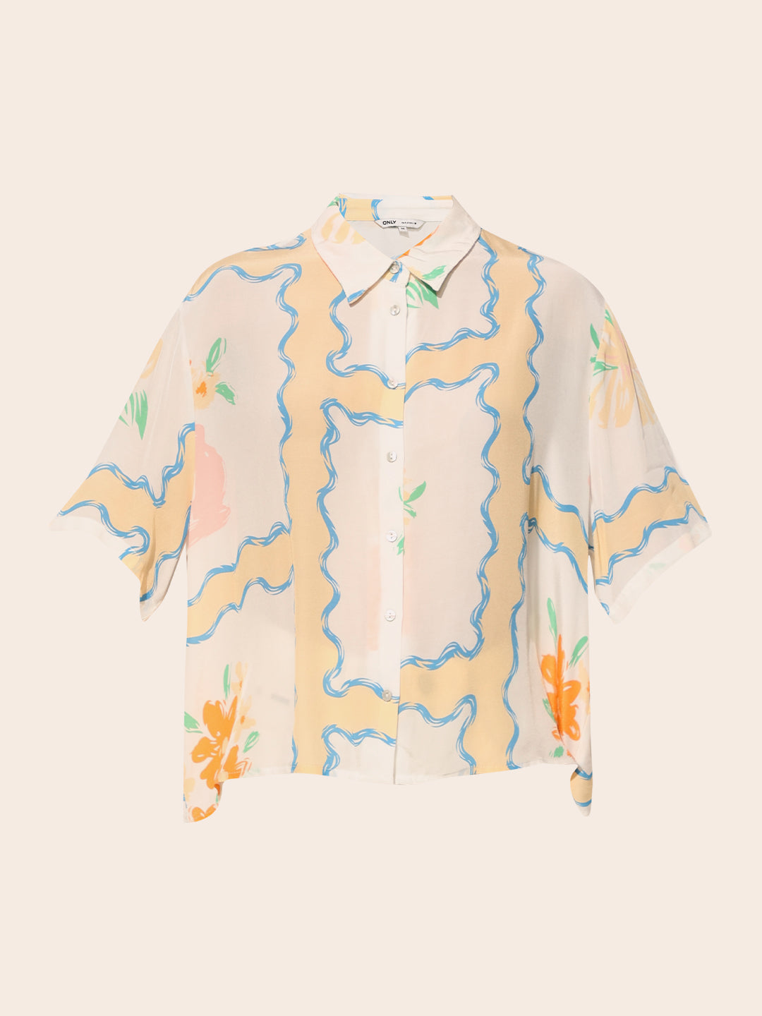 White Printed Oversized Shirt