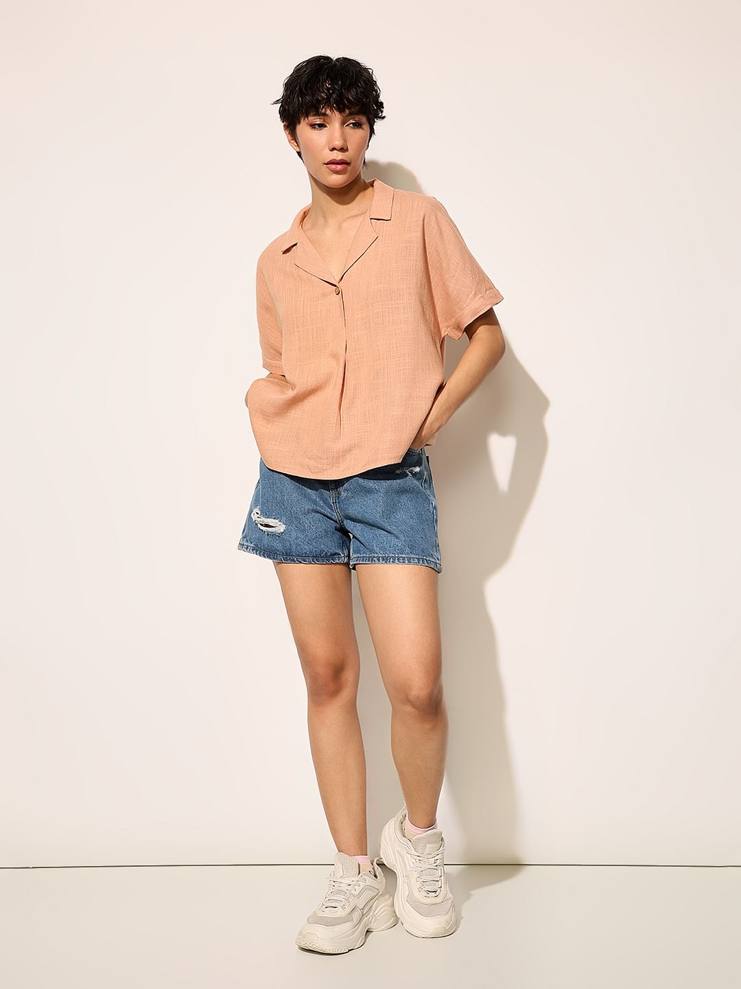 Pink Linen Blend Shirt