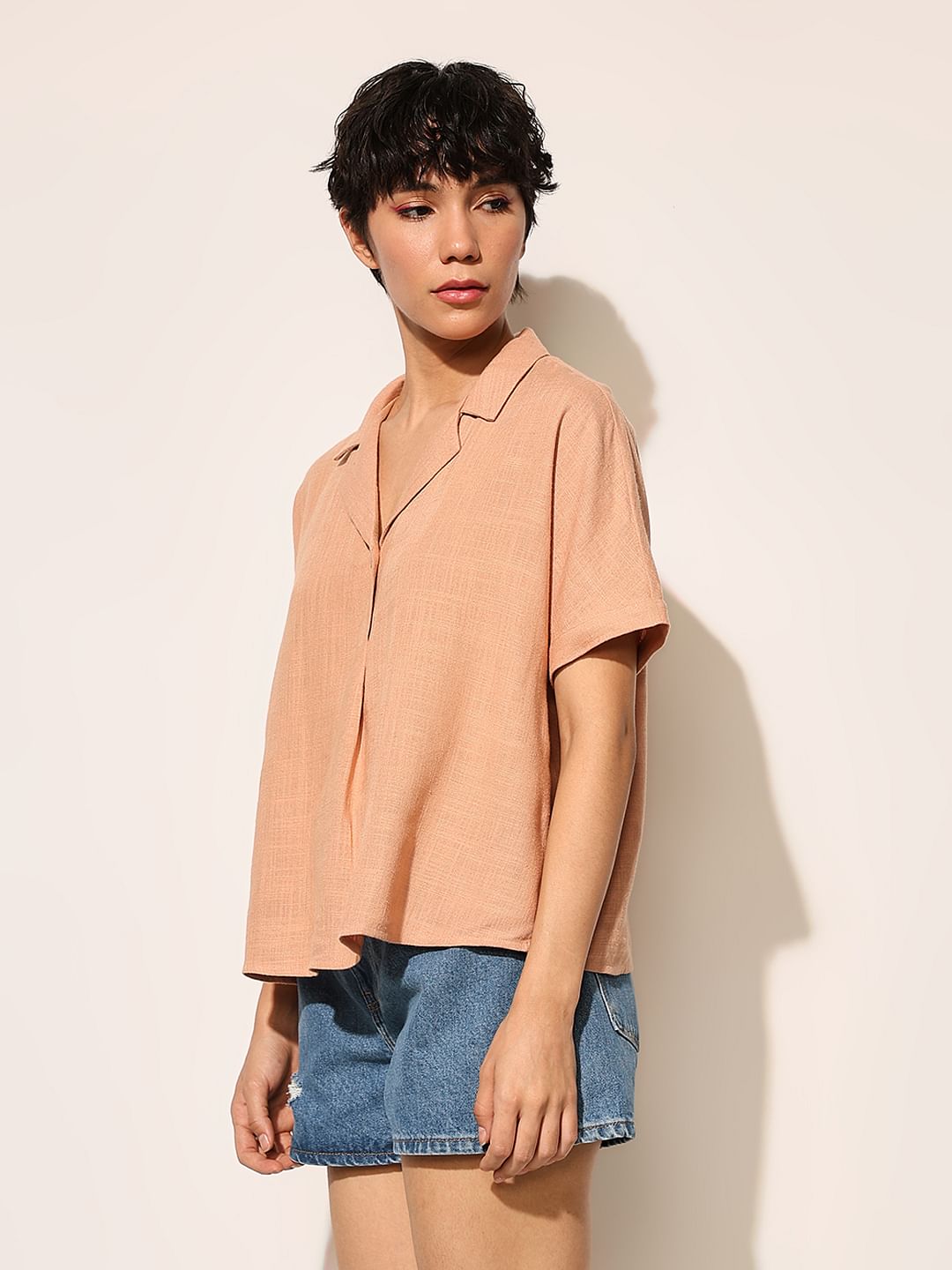 Pink Linen Blend Shirt