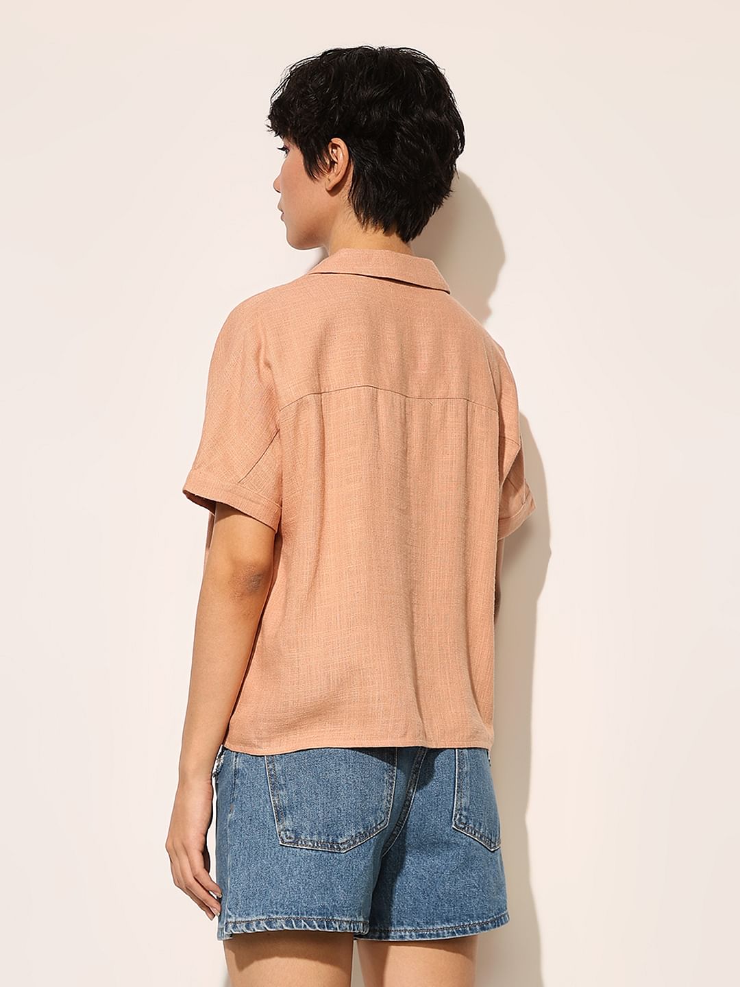 Pink Linen Blend Shirt