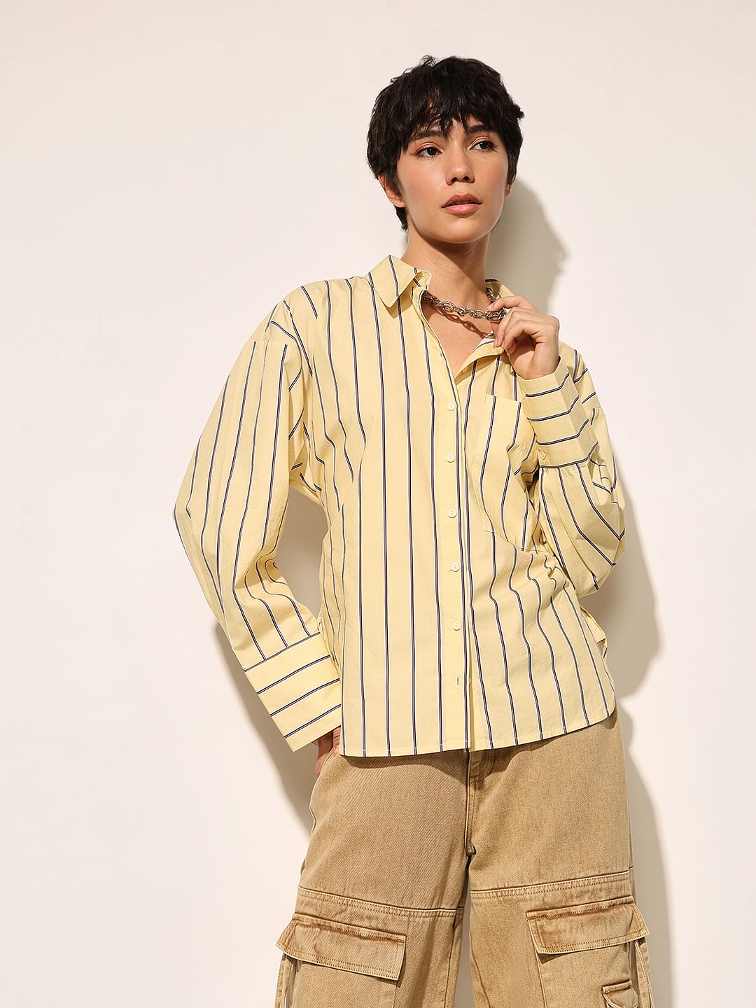 Light Yellow Striped Shirt - 36