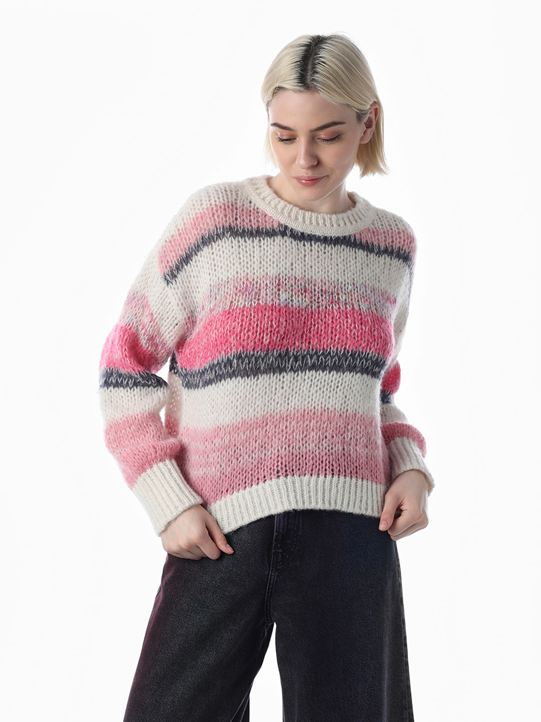 Multi-Colour Cable Knit Sweater