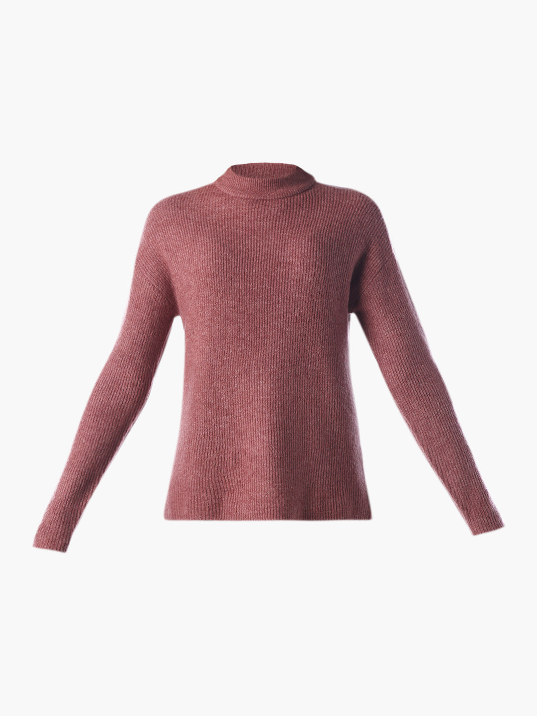 Cable-Knit O-Neck Pullover - Brown