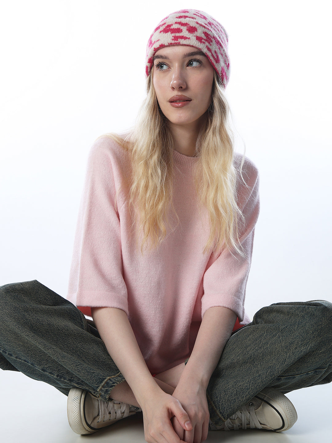 3/4th Sleeves Pullover - Pink