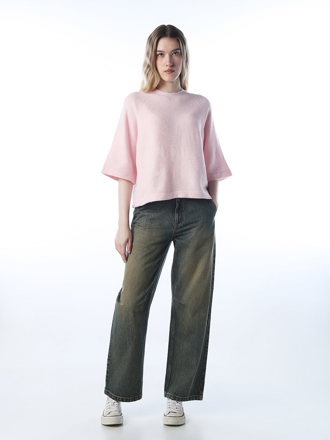 3/4th Sleeves Pullover - Pink