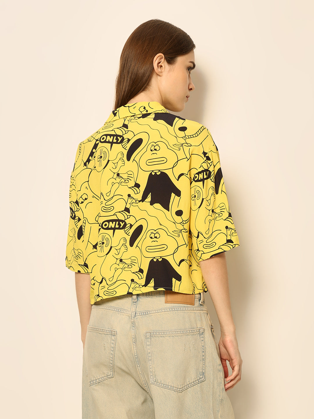 Dirty Pote Yellow Printed Cropped Shirt