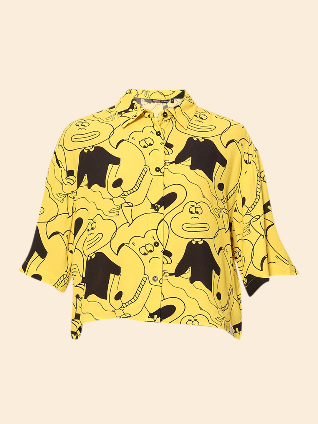 Dirty Pote Yellow Printed Cropped Shirt