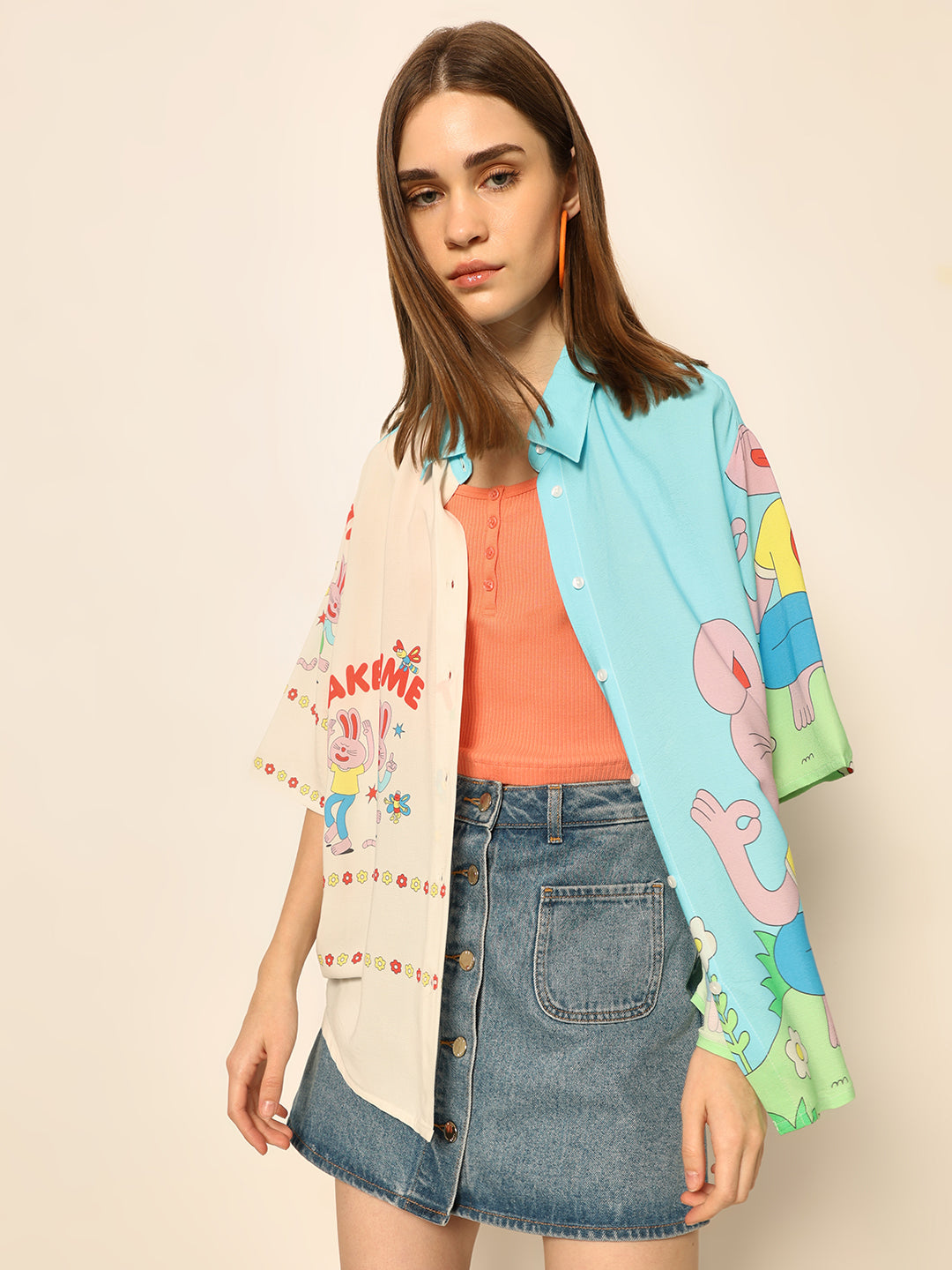 Dirty Pote Multi-Colour Printed Oversized Shirt - 40