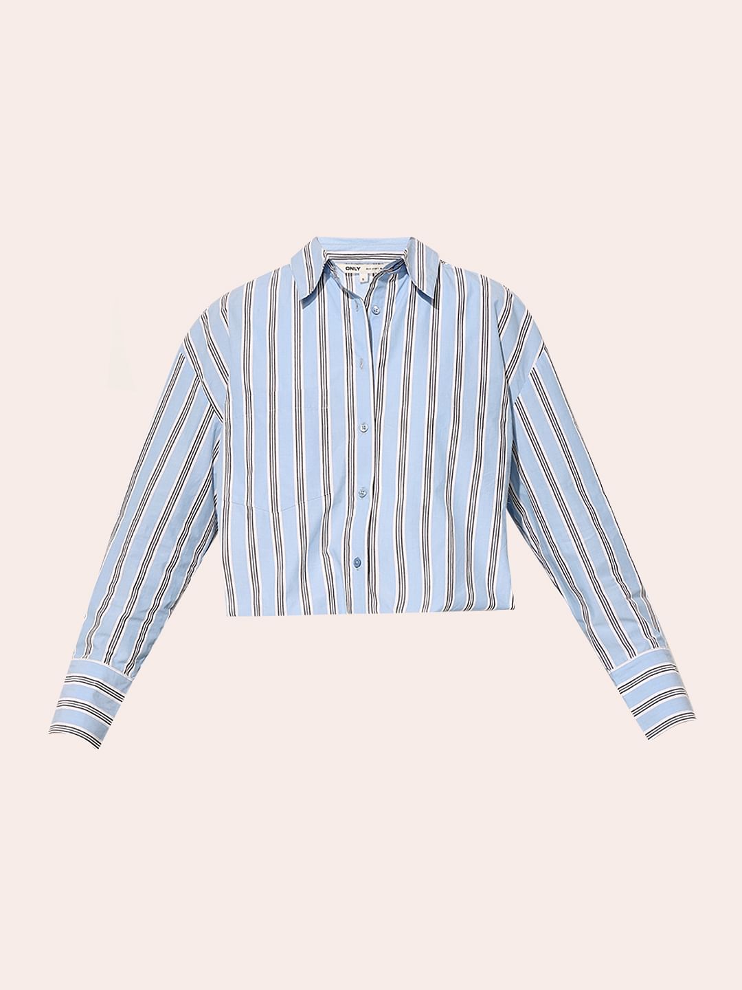 Blue Striped Cropped Shirt