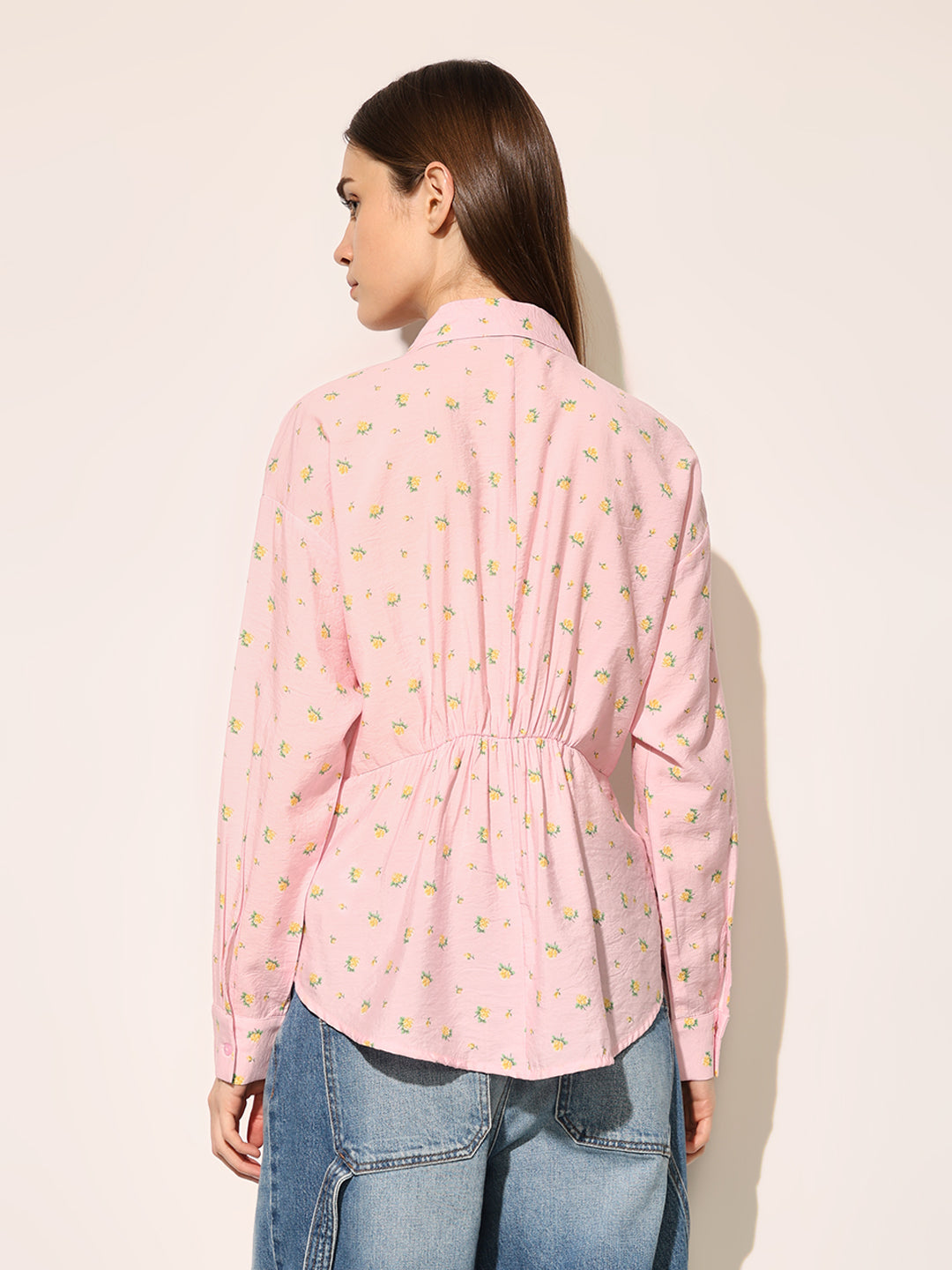 Pink Floral Fitted Shirt