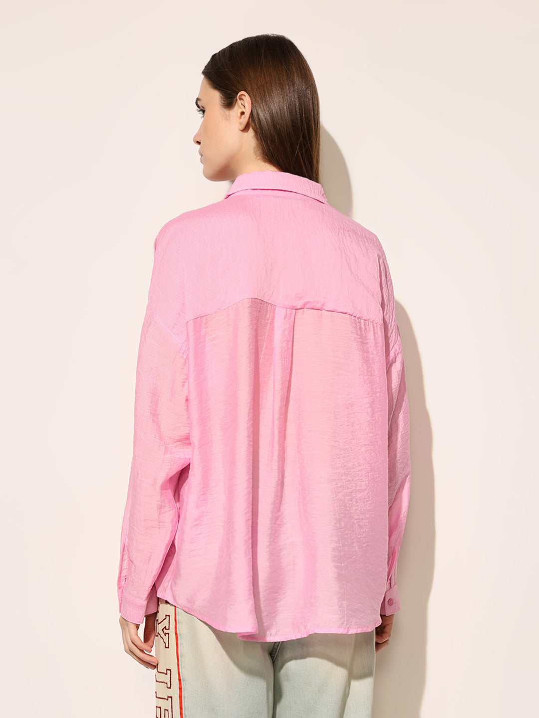 Pink Cuffed Sleeves Shirt