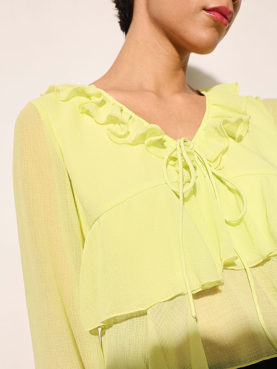 Green Flared Sleeves Top