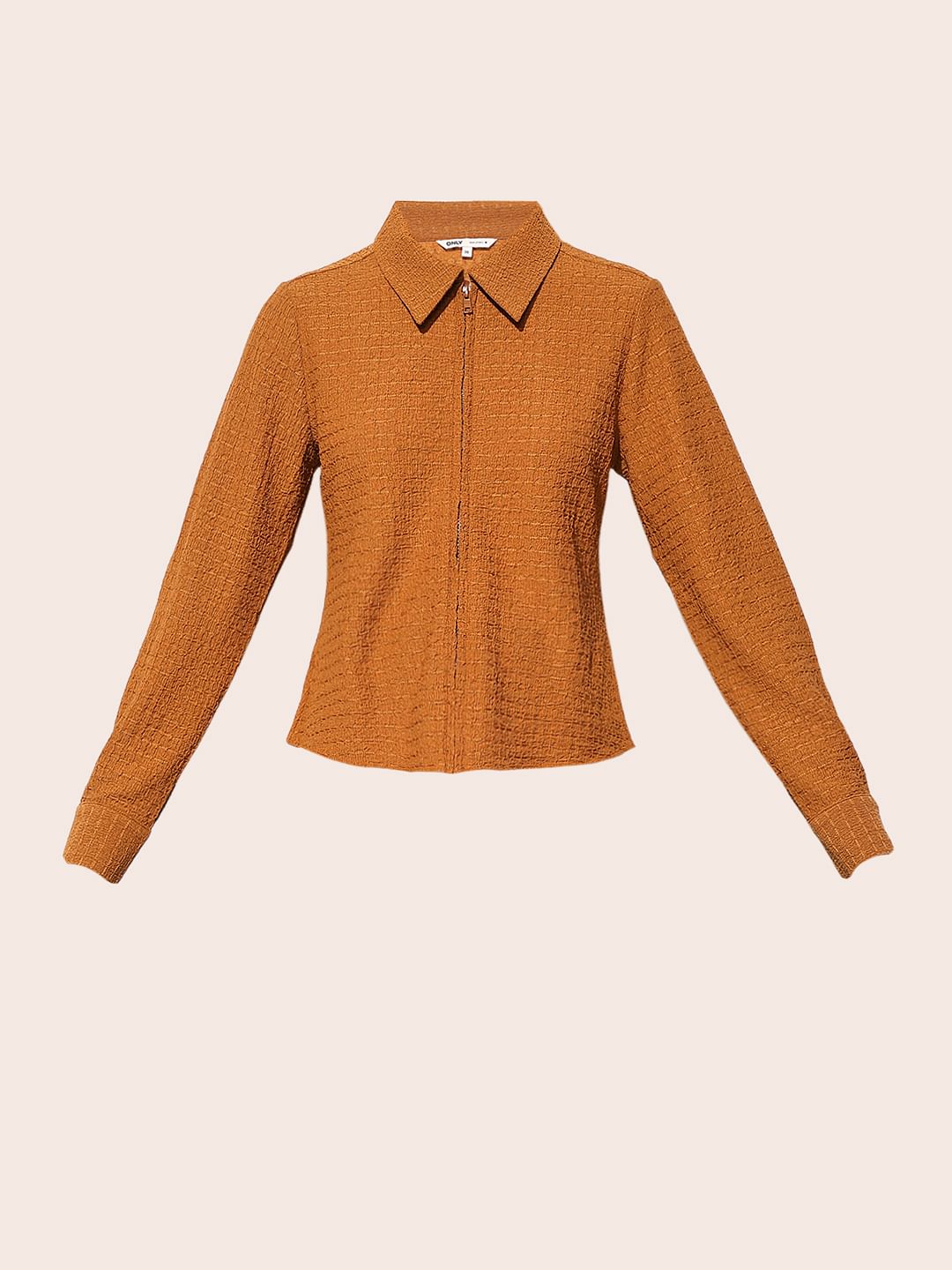 Brown Crinkle Jersey Shirt