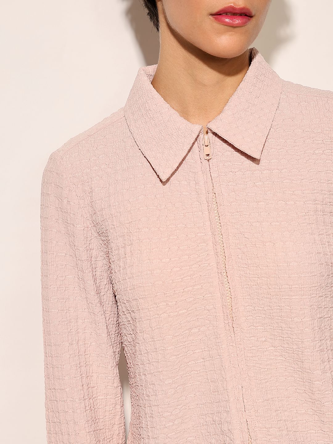 Pink Crinkle Jersey Shirt