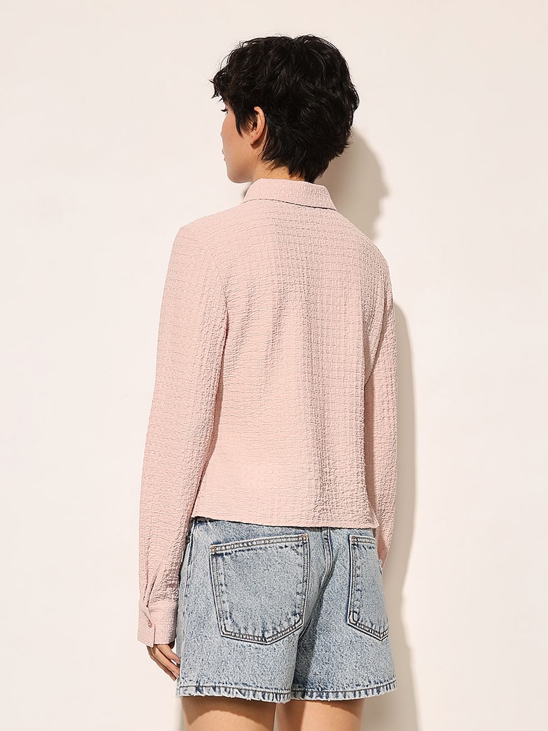 Pink Crinkle Jersey Shirt