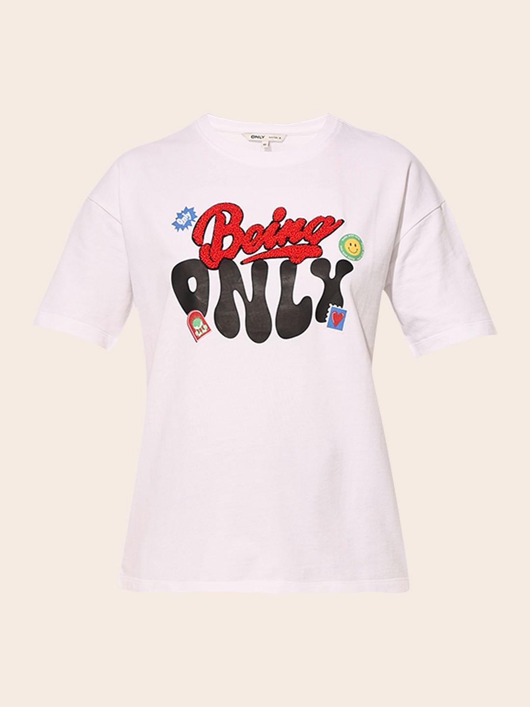 White Printed Cotton T-Shirt