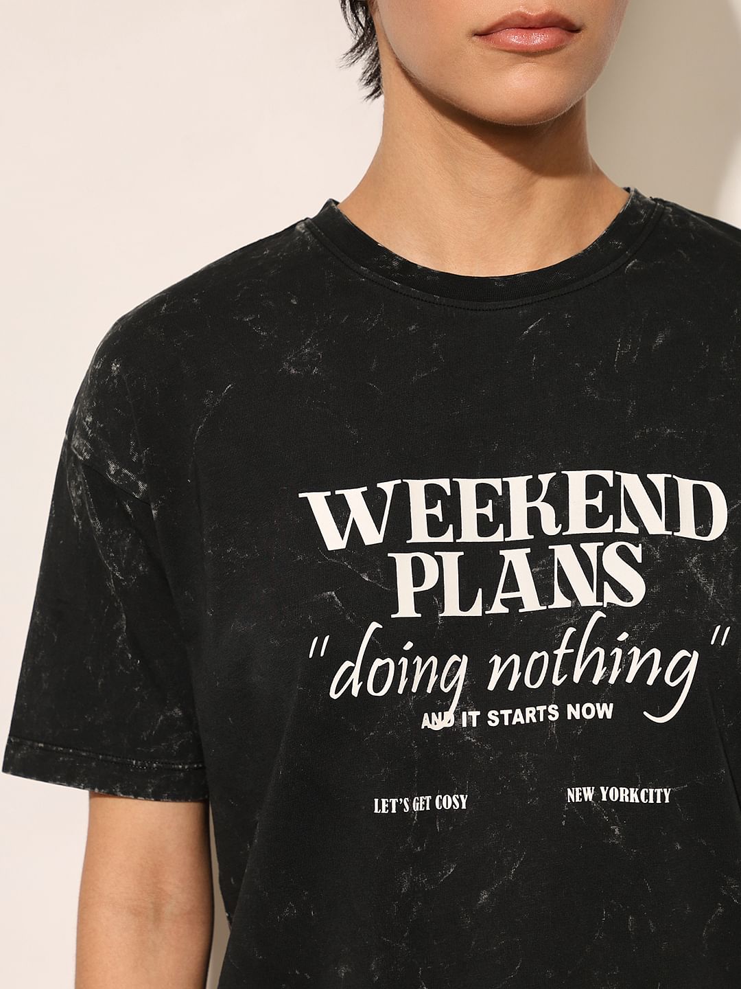 Black Printed Cotton T-Shirt