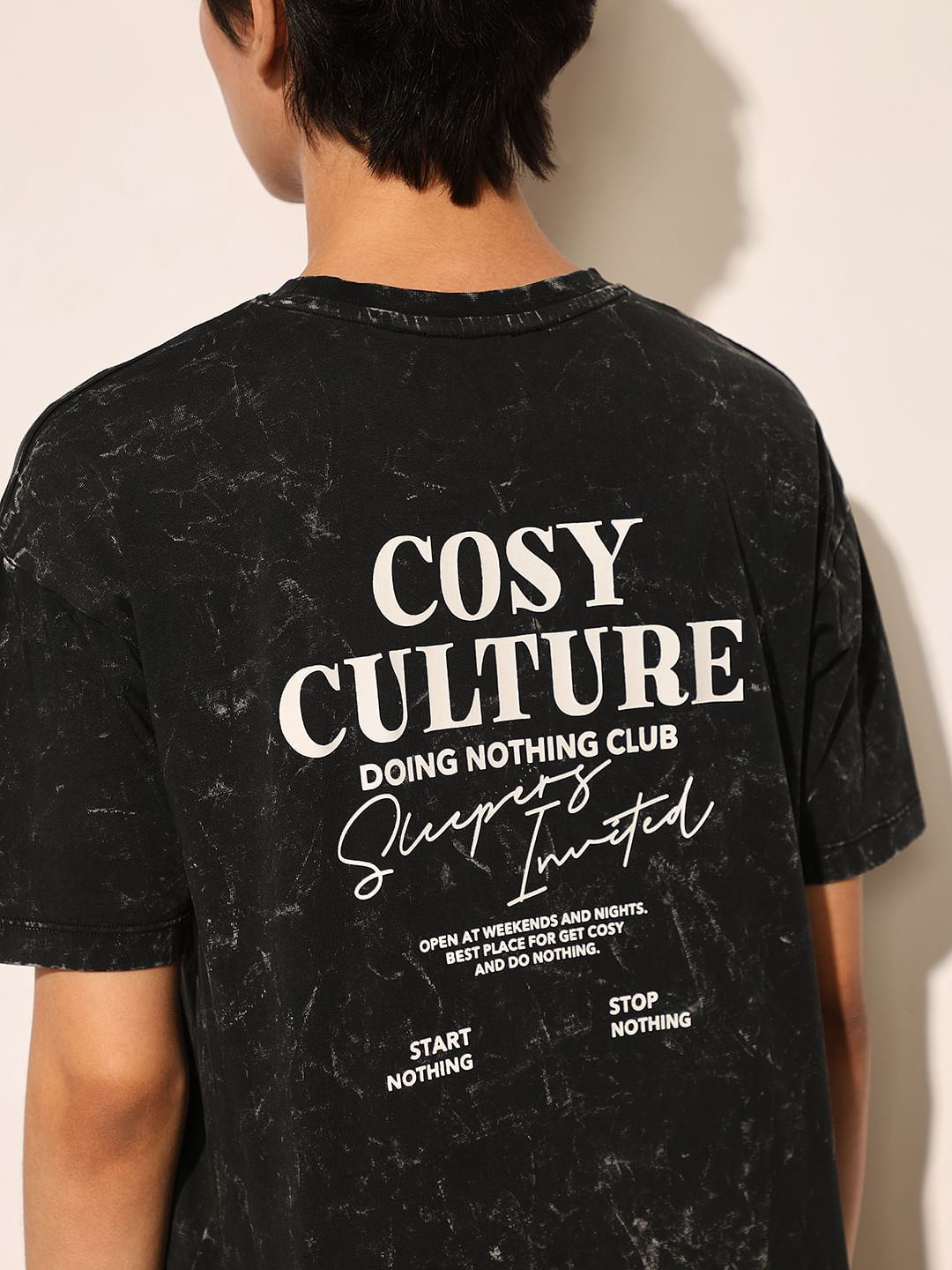 Black Printed Cotton T-Shirt