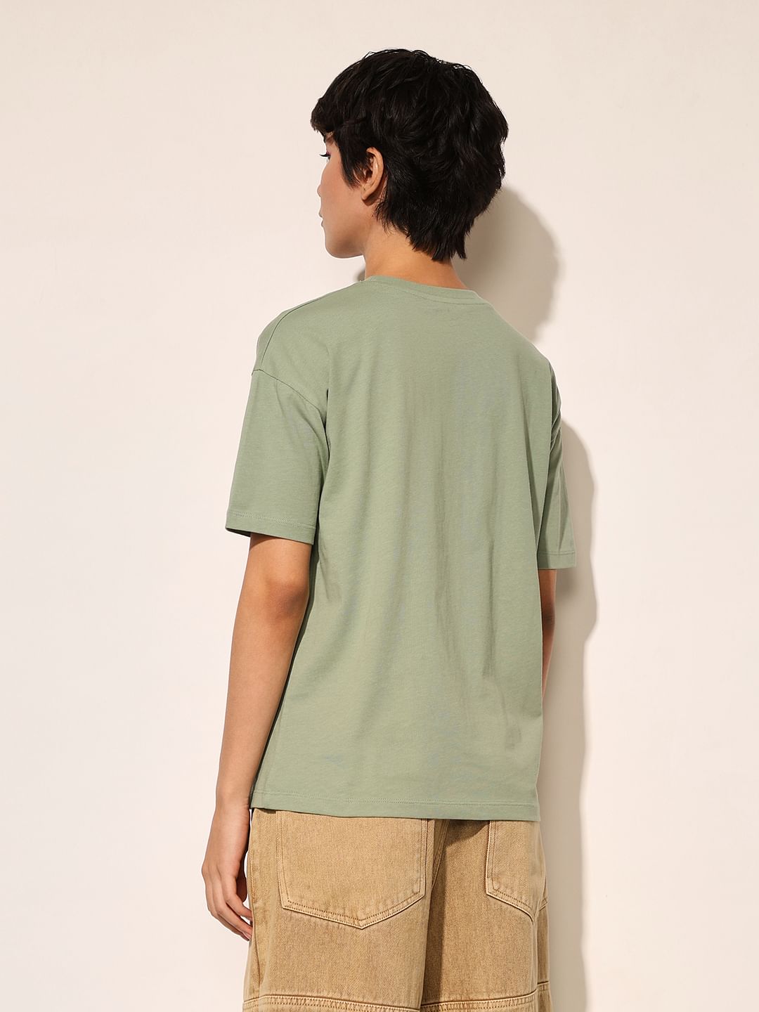 Green Printed Cotton T-Shirt