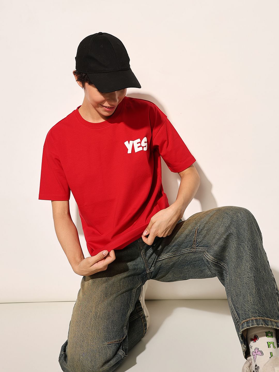 Red Printed Cotton T-Shirt