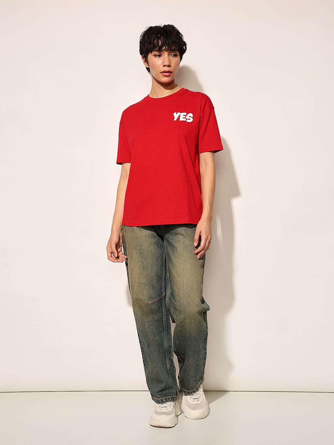Red Printed Cotton T-Shirt