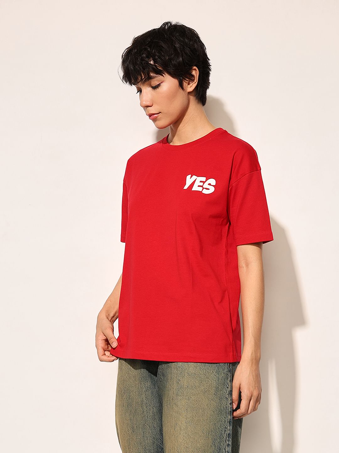 Red Printed Cotton T-Shirt