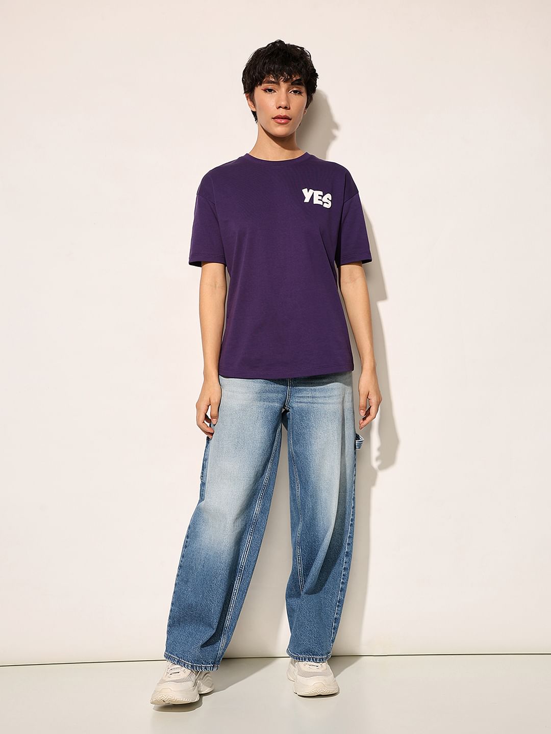 Purple Printed Cotton T-Shirt